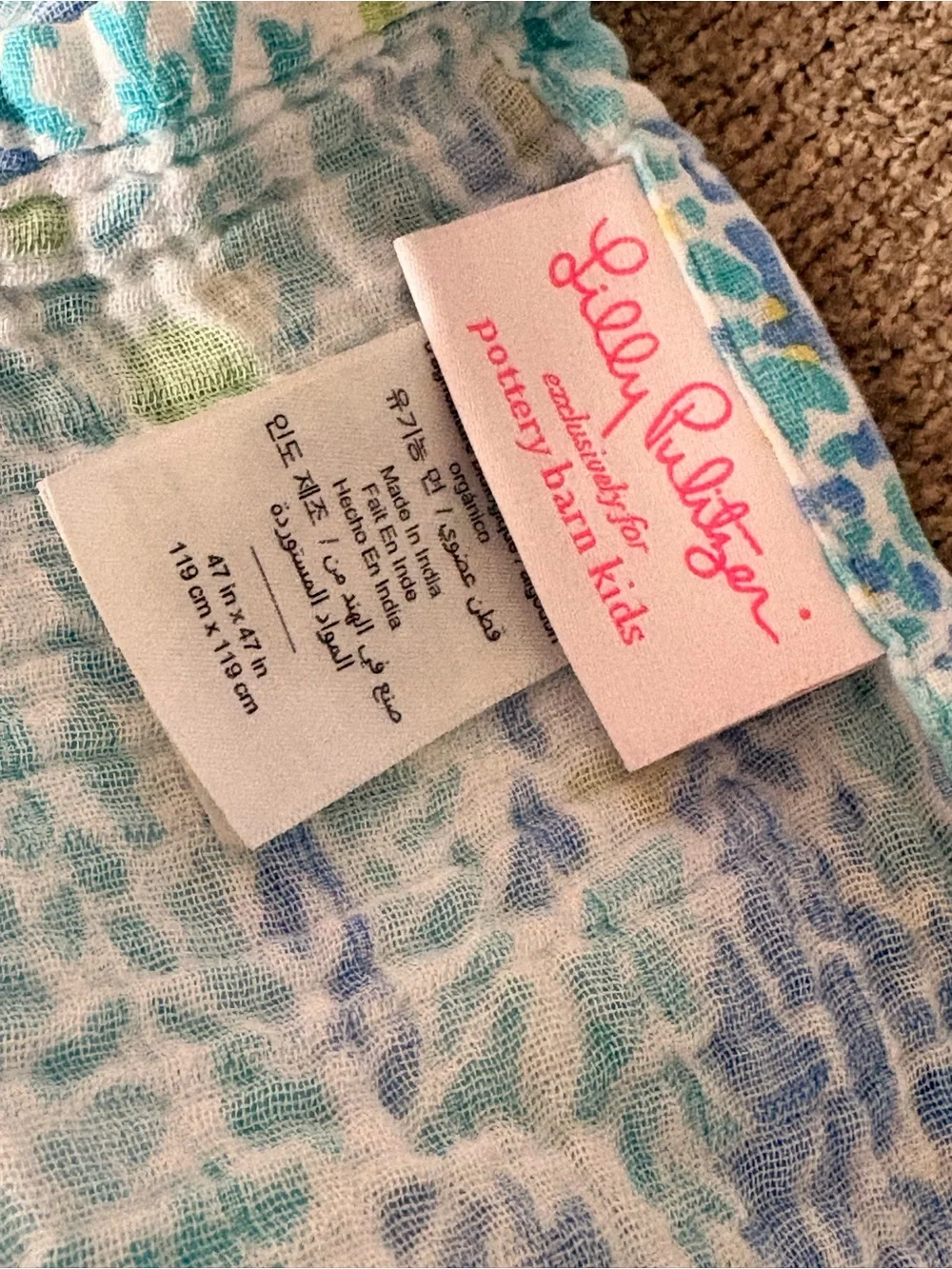 🟪 Lilly Pulitzer x Pottery Barn Let’s Cha Cha cotton, Muslim swaddle blanket